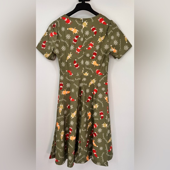 Christmas Floral Print Vintage Swing Dress - Picture 3 of 3